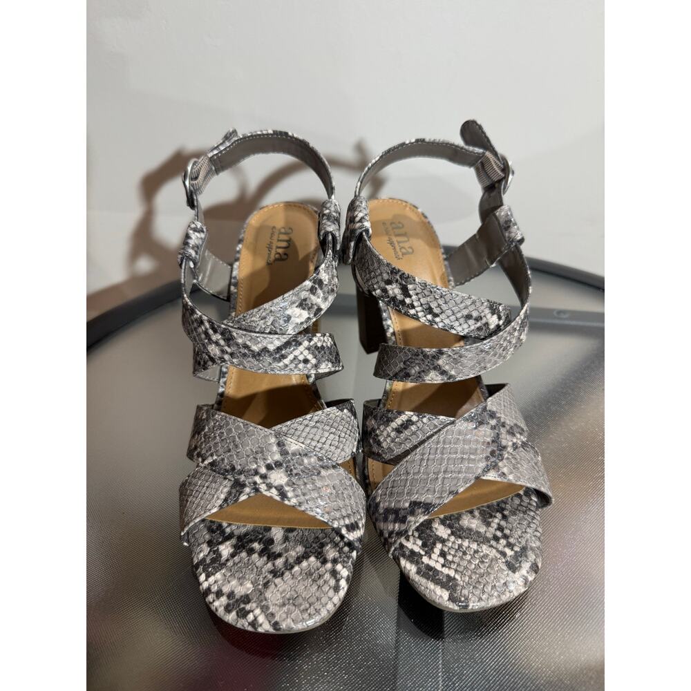 A.N.A Faux Python Block Heel Sandals - Picture 2 of 6